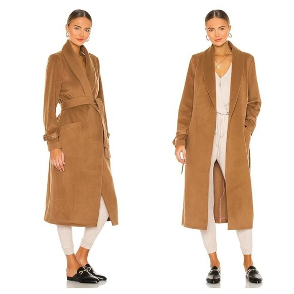 NEW PAIGE Size L Greylin Shawl Collar Coat Wool blend in Deep Camel NWT $399 - Picture 1 of 15